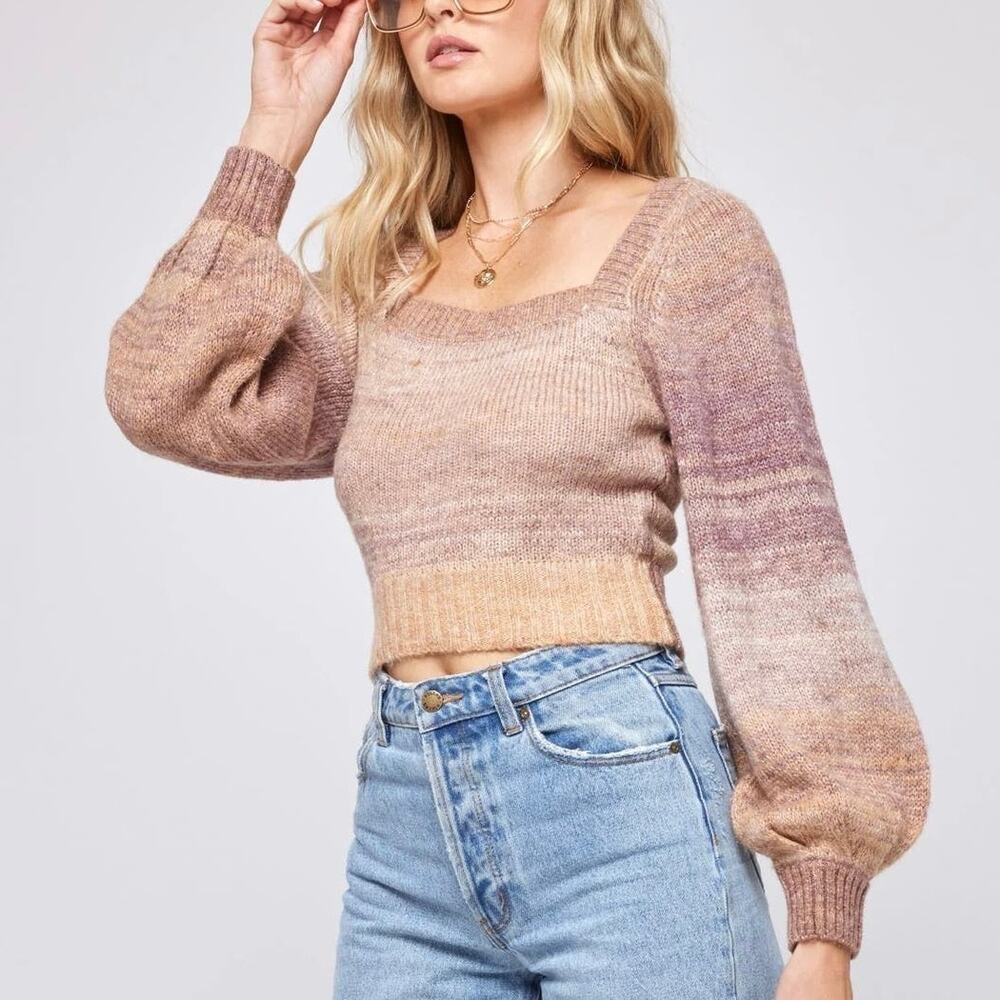 L*Space Paige Pullover Square Neck Cropped Sweater NWT